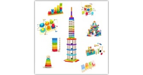 Cuburi pentru constructii, blocuri din lemn de costruit, diverse forme ...